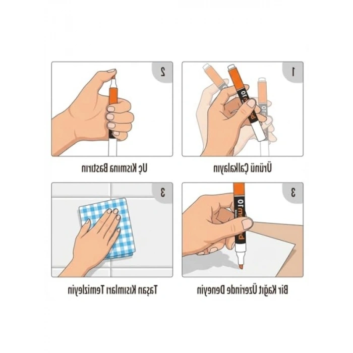 4 Adet Beyaz Derz Kalemi - Hızlı Kuruyan Su Bazlı
