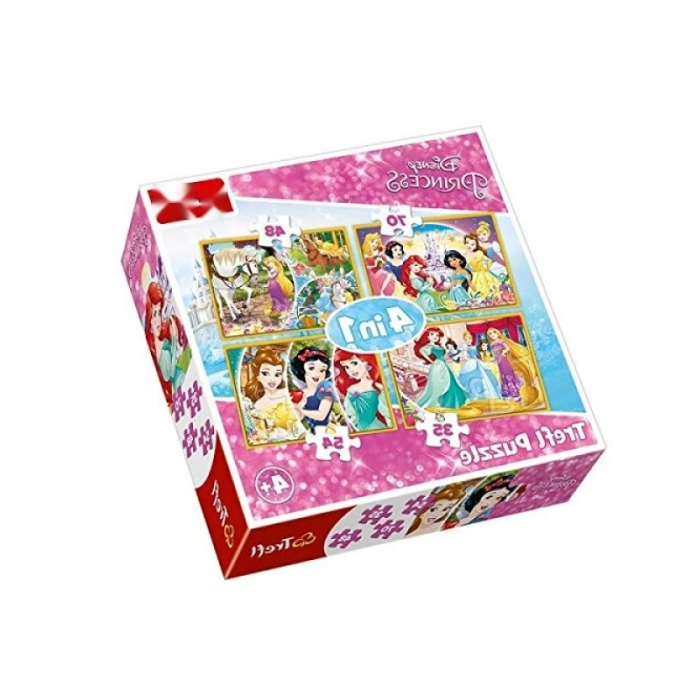 4 Farklı Parça Boyutu ile Prenses Temalı Puzzle Seti