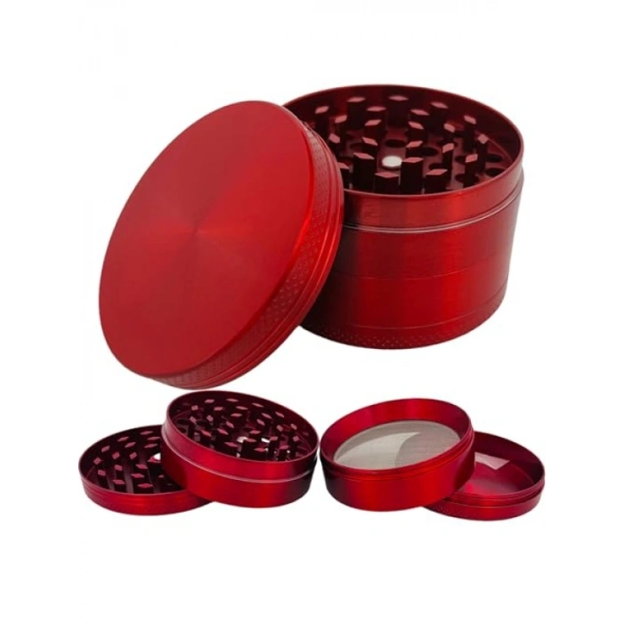 4 Katmanlı Metal Baharat Öğütücü, 40MM / 50MM / 63MM - Kırmızı