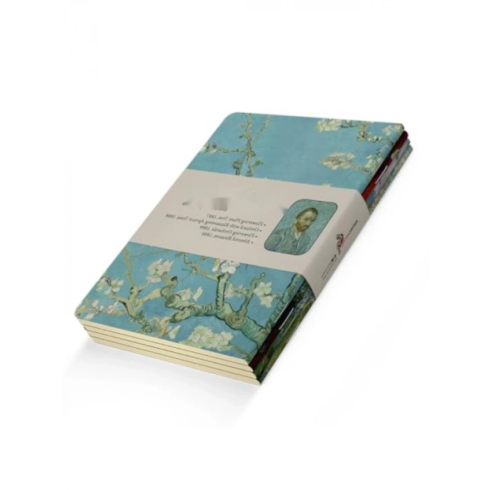 4lü A6 Çizgisiz Defter Seti - Van Gogh Desenli