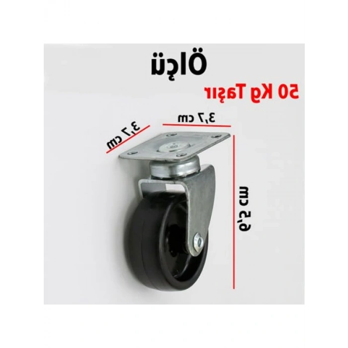 4lü Dönerli Mobilya Tekerleği Seti - 50 mm, Siyah