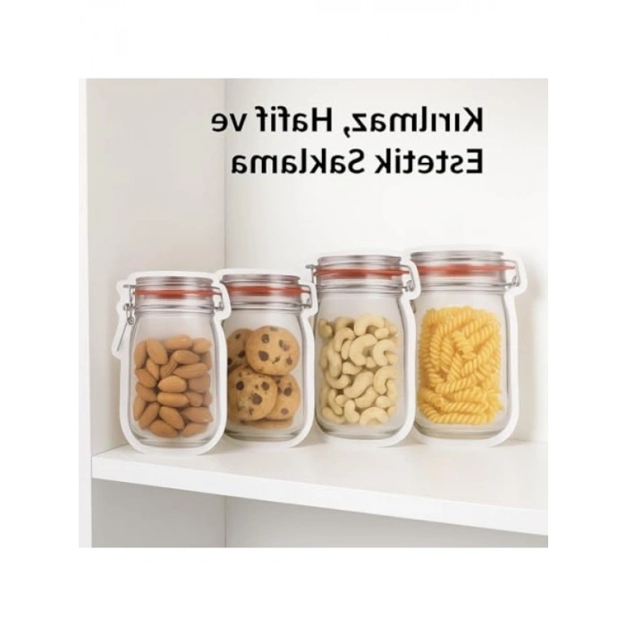 4lü Kilitli Saklama Poşeti - Kavanoz Görünümlü | 500 ml