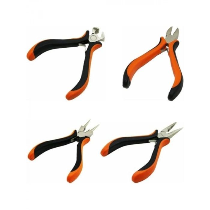 4lü Mini El Aletleri Seti, 125 mm Yaylı Pense, Yan Keski ve Kargaburun