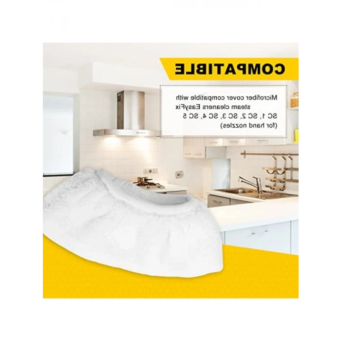 4 Parça Buharlı Temizleyici Aksesuar Seti, Yıkanabilir Mikrofiber Bezler