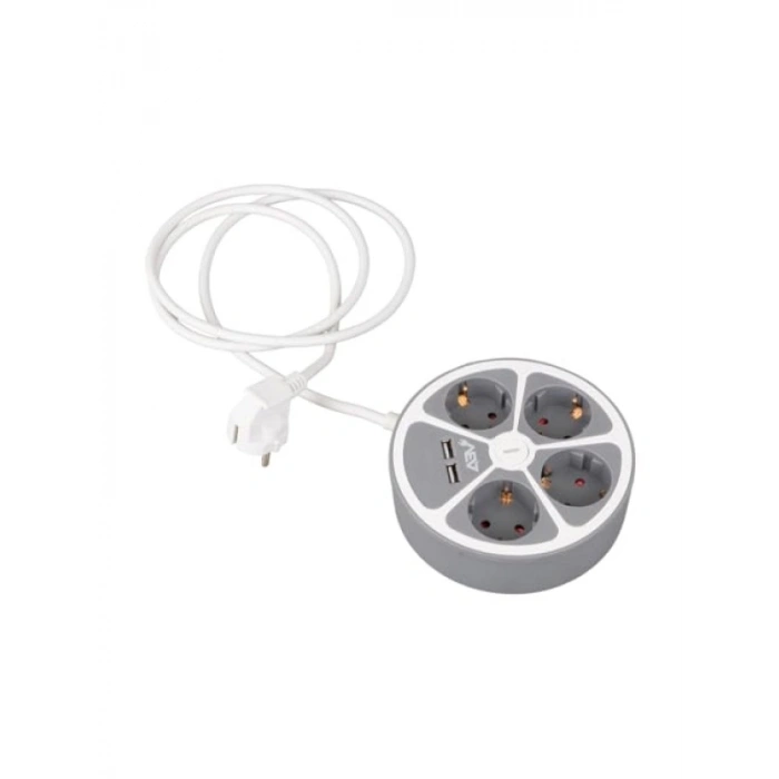 4 Prizli Anahtarlı Grup Priz - 2 USB, 1.5 Metre