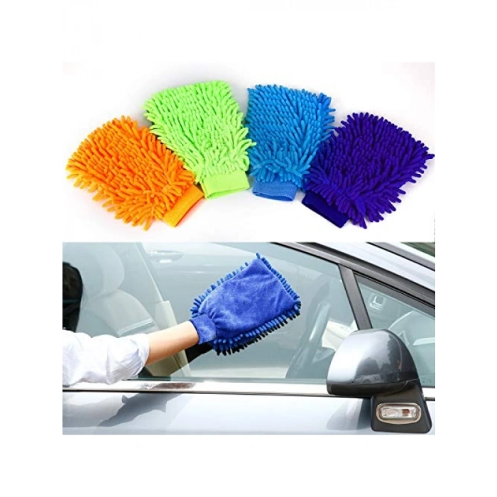 4 Set Su Geçirmez Mikrofiber Yıkama Eldiveni