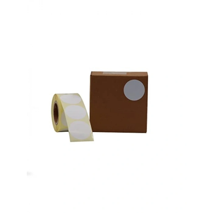40 mm Çapında Yapışkan Kuşe Etiket - 500 Adet Rulo