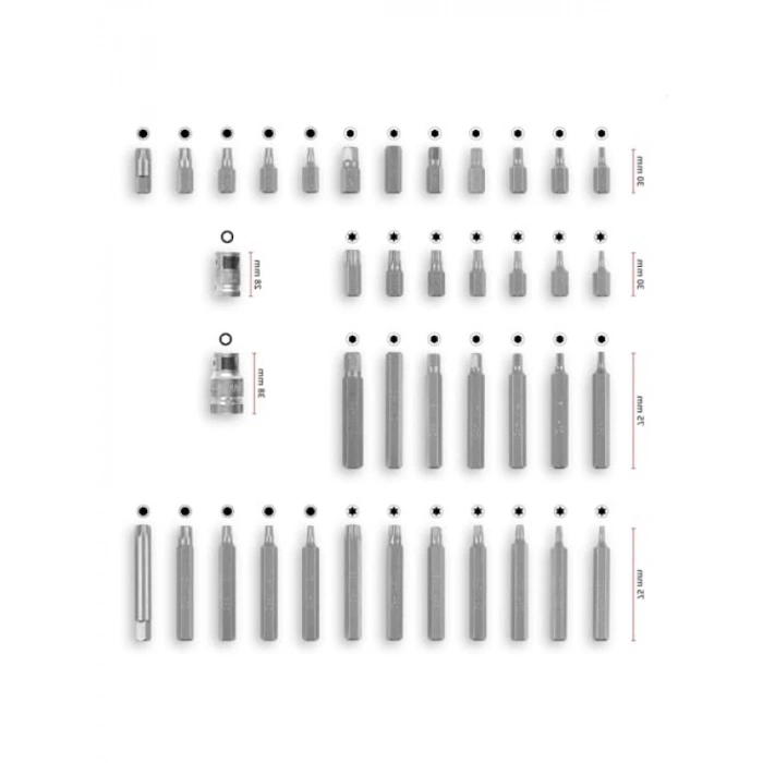 40 Parça Otomotiv Bit Seti – 10 mm CrV Çelik Power Bitler ve Lokma Adaptörleri ile Saklama Kutusu