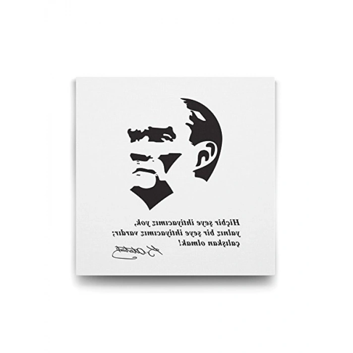 40x40 cm Atatürk Sözleri Kanvas Tablo - %100 Pamuk