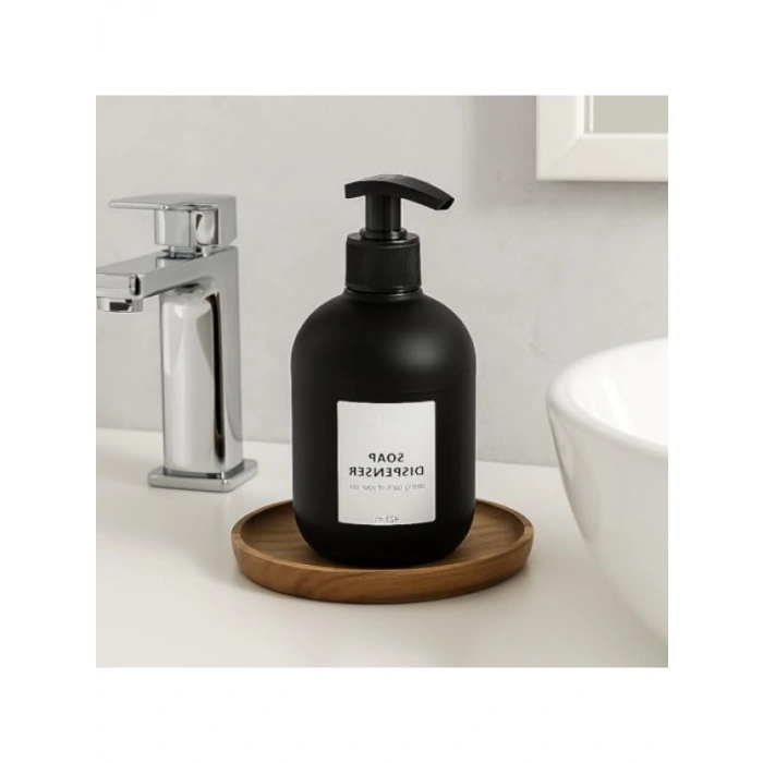 425 ml Kapasiteli Cam Sıvı Sabunluk - Modern Siyah ve Beyaz Tasarım