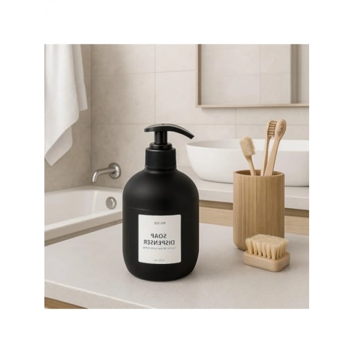 425 ml Kapasiteli Cam Sıvı Sabunluk - Modern Siyah ve Beyaz Tasarım