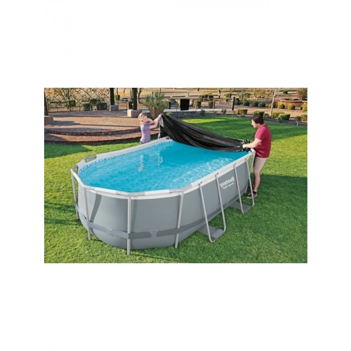 4.27m x 2.50m Oval Havuz Örtüsü - Su Birikmesini Önleyen Drenaj Delikleri