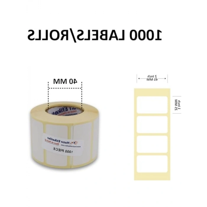 45mm x 25mm Kuşe Etiket Rulosu - 1000 Adet