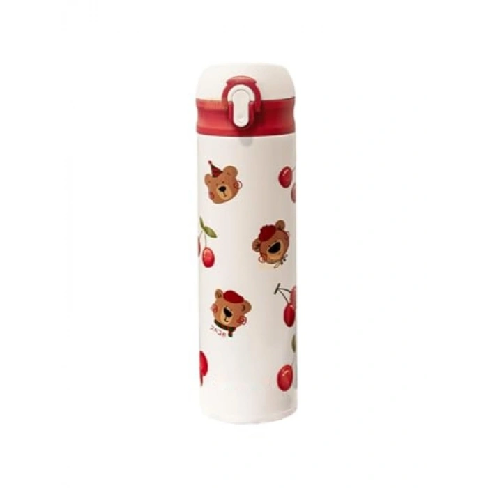 480ml Kapaklı Paslanmaz Çelik Termos - Sevimli Hayvanlar Deseni