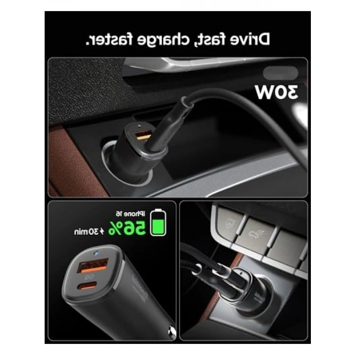 48W USB-C Araç İçi Hızlı Şarj Cihazı, Çift Port