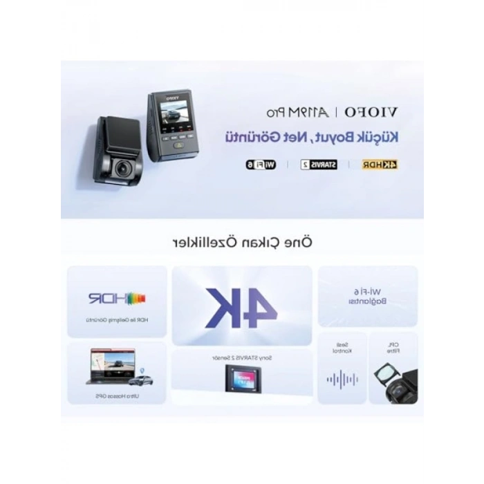 4K HDR Araç Kamerası - Wi-Fi 6 ve GPS Özellikli