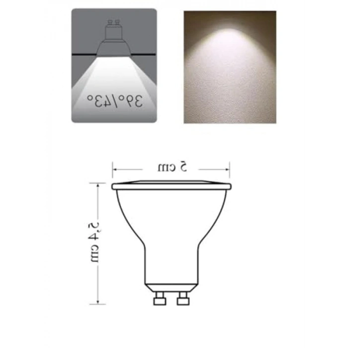 4W 345LM 4000K Gün Işığı LED GU10 Lamba