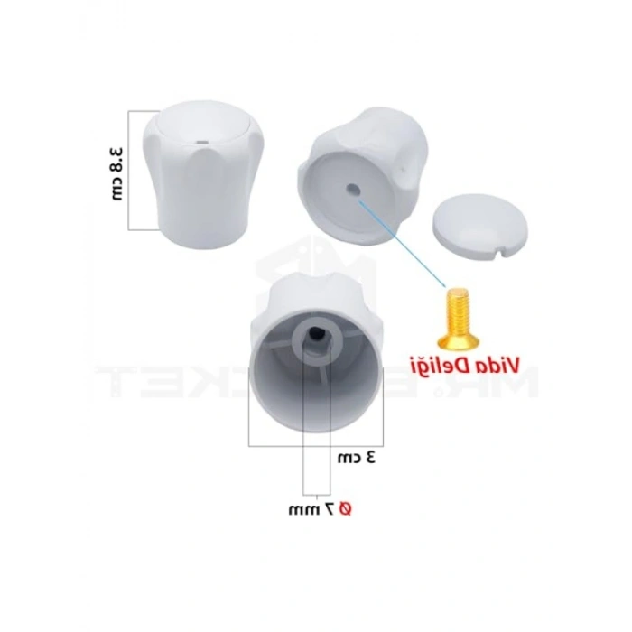 5 Adet Vidalı Radyatör Vana Başlığı - 7 mm Büyük Boy
