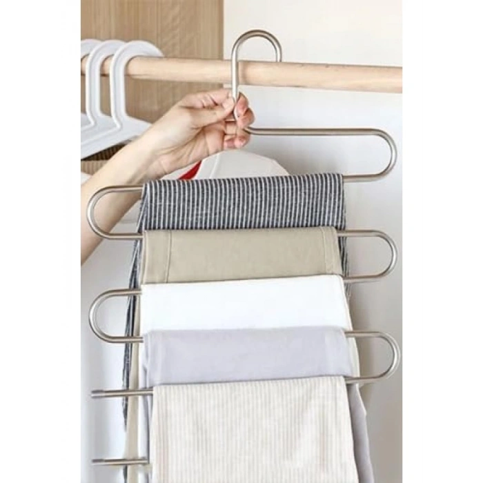 5 Katlı Metal Pantolon & Şal Askısı - Dekoratif Düzenleyici