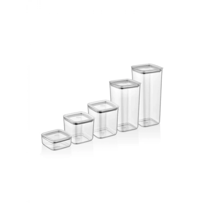 5li Kare Saklama Kabı Seti (1700 ml + 1200 ml + 1000 ml + 700 ml + 350 ml)