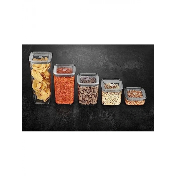 5li Kare Saklama Kabı Seti (1700 ml + 1200 ml + 1000 ml + 700 ml + 350 ml)