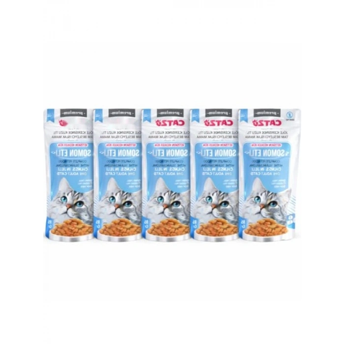 5li Paket Somon Balıklı Premium Islak Kedi Maması (85 Gr x 5)