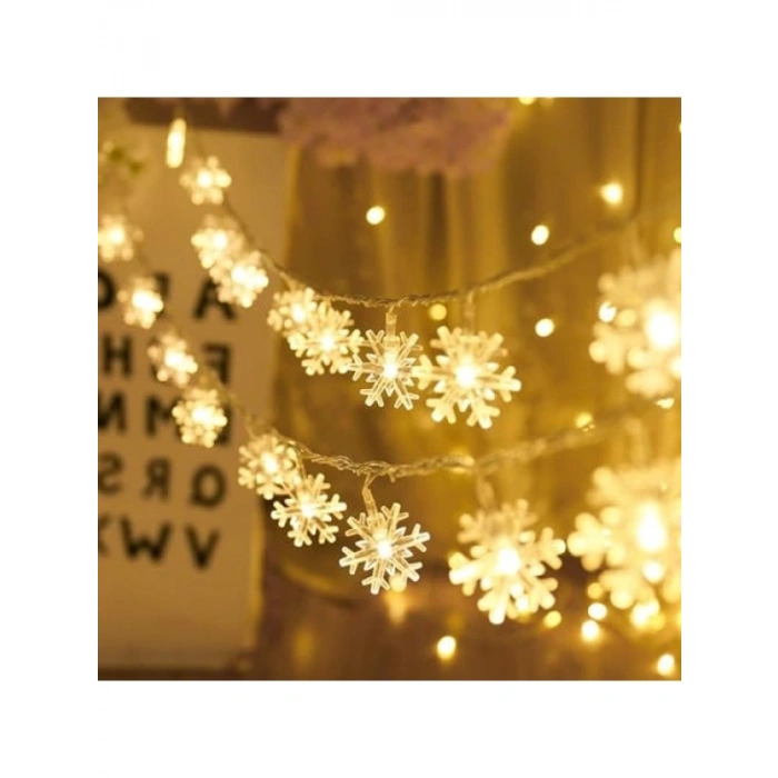 5 Metre LED Işıklı Kar Tanesi Işık Zinciri - Pilli