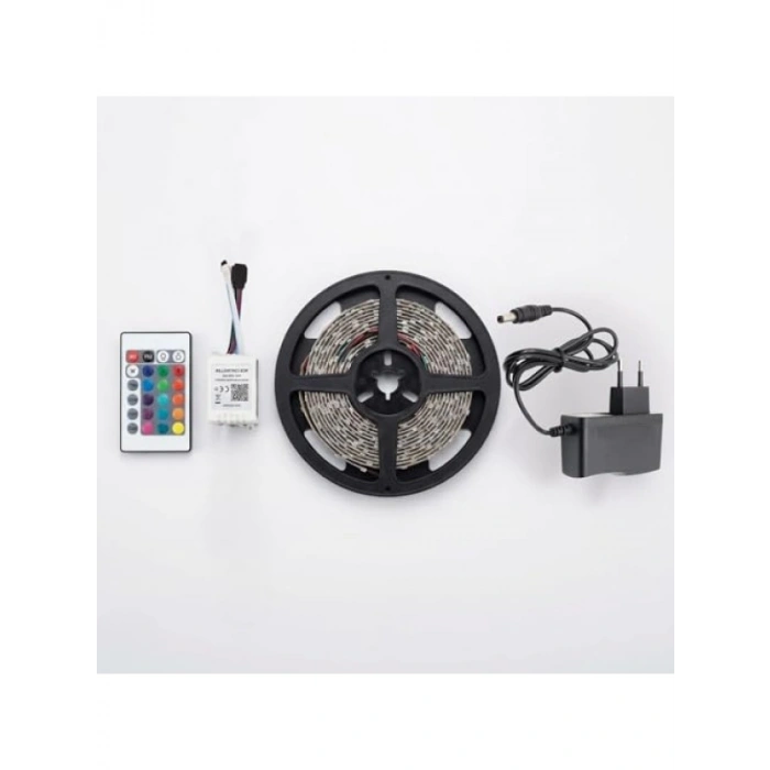 5 Metre RGB Şerit LED Işık - Suya Dayanıklı, Kumandalı, 16 Renk Seçeneği