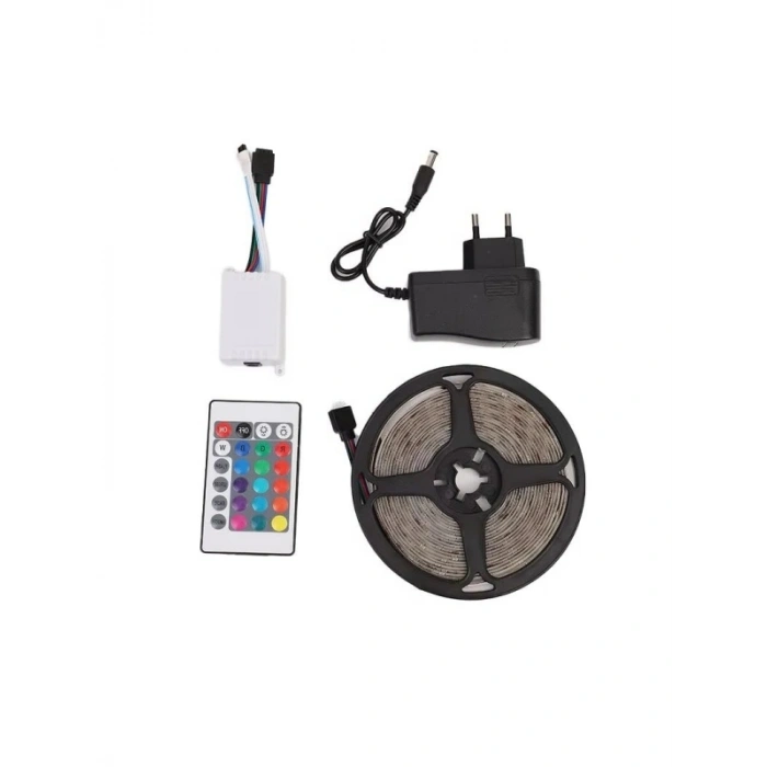 5 Metre RGB Şerit LED Işık - Suya Dayanıklı, Kumandalı, 16 Renk Seçeneği