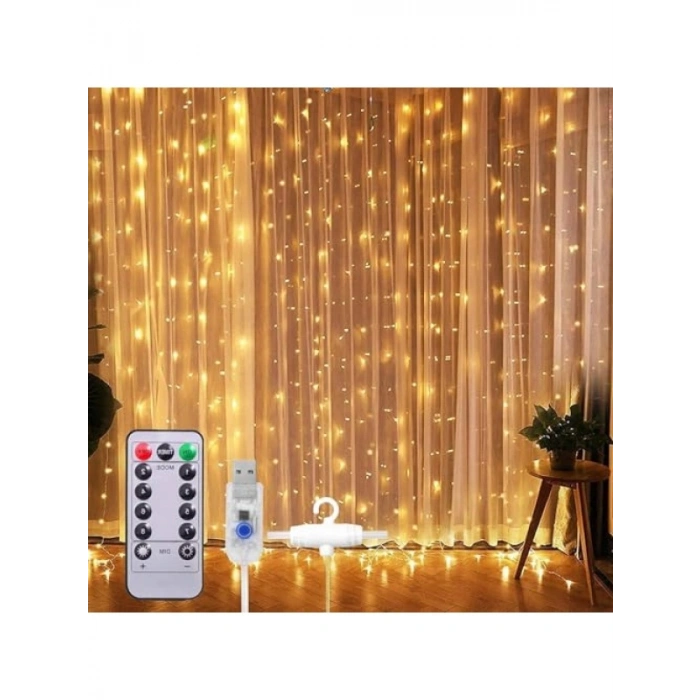 5 Metre Sarı LED Işık Zinciri - USB Girişli ve Uzaktan Kumandalı
