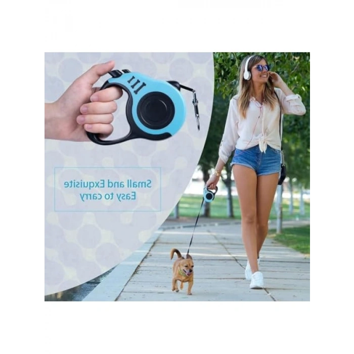 5 Metre Uzunluğunda Geri Çekilebilir Köpek Tasması, Tek Elle Kullanım, Kaymaz Sap
