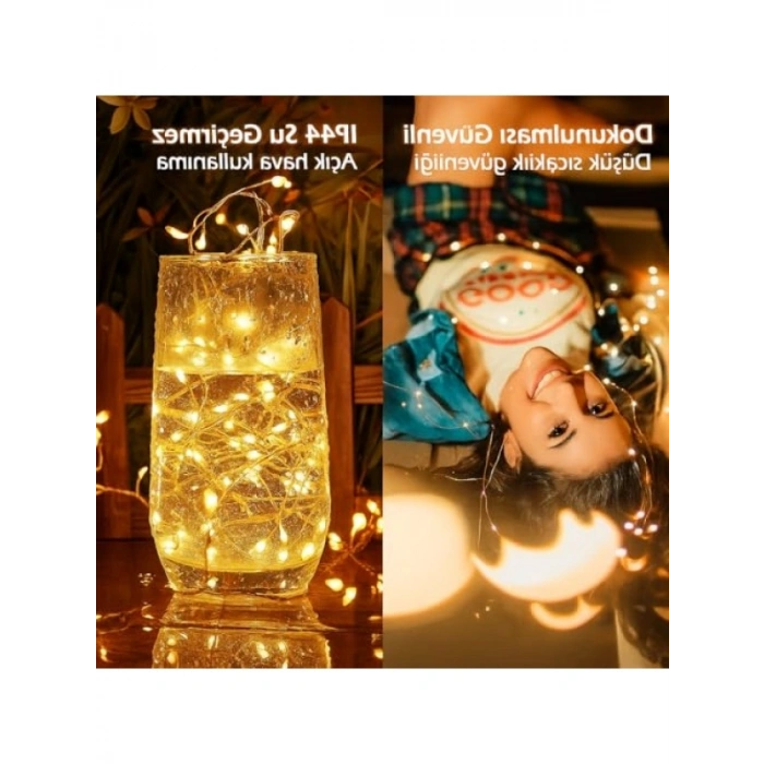 5 Metre Uzunluğunda SARI 50 LED Peri Işıkları - 8 Mod USB Aydınlatma
