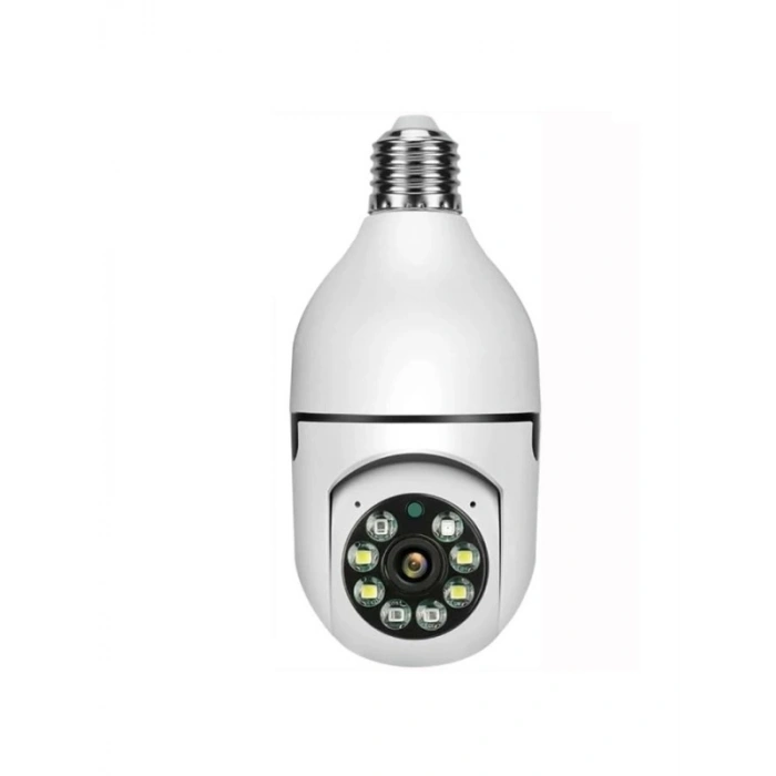 5 MP WiFi Ampul Kamera - 10X Zoom, Gece Görüşü, Hareket Algılama, İki Yönlü Ses
