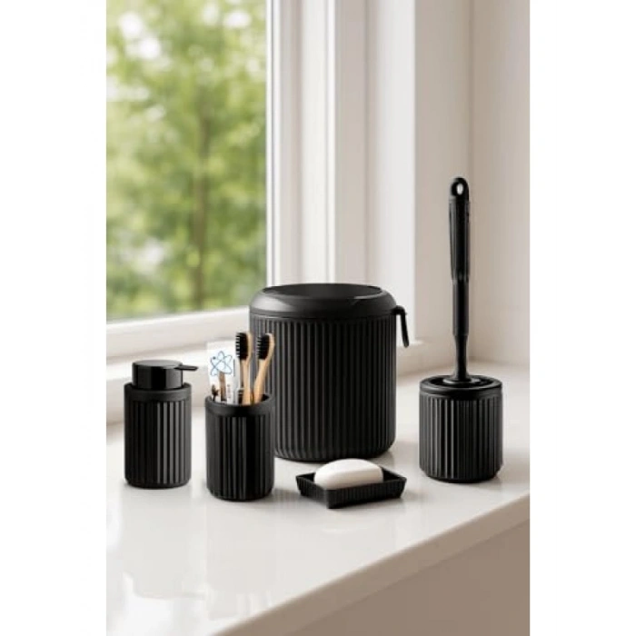 5 Parça Siyah Akrilik Banyo Seti