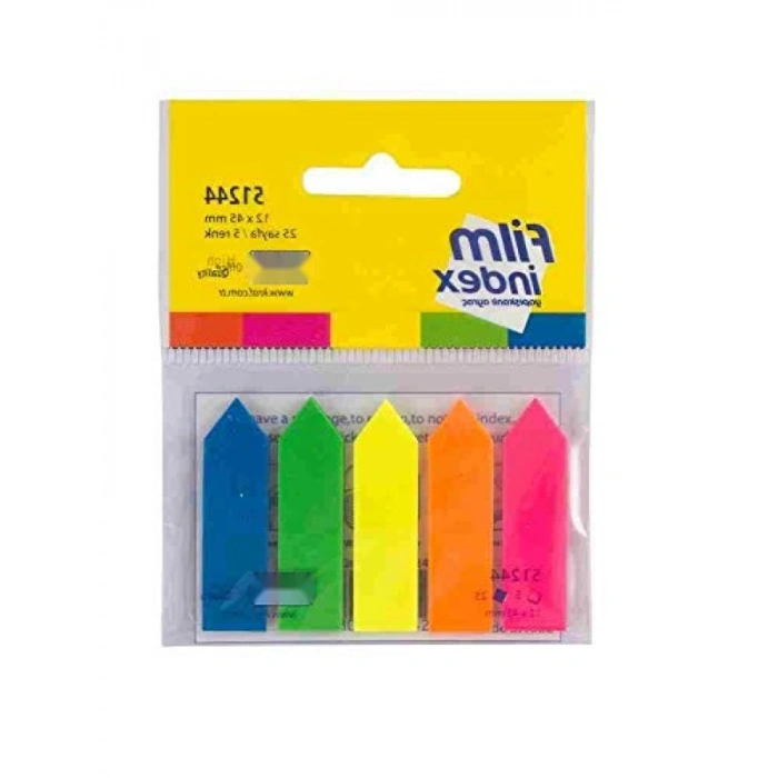 5 Renkli OK Şekilli Etiket Film - 12x44 mm