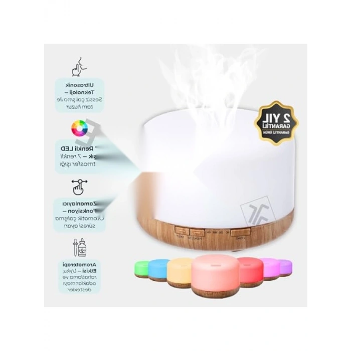 500 ml Ultrasonik Aroma Difüzör, Uzaktan Kumandalı, 7 Renk LED