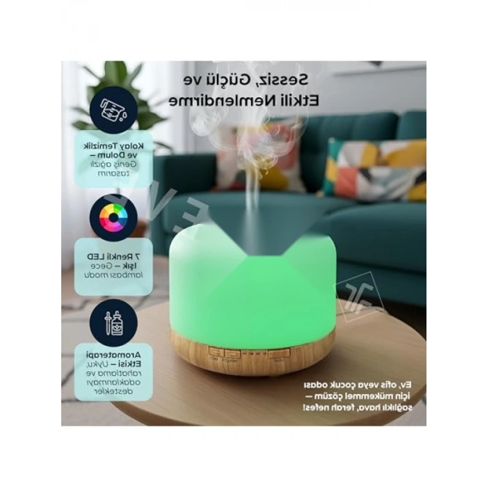 500 ml Ultrasonik Aroma Difüzör, Uzaktan Kumandalı, 7 Renk LED
