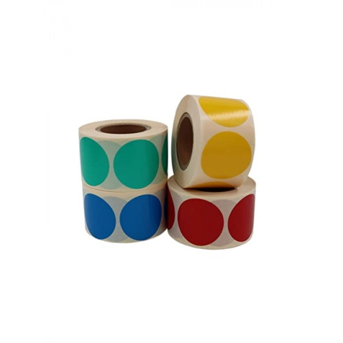50mm x 50mm Kendinden Yapışkanlı Kuşe Daire Etiket Seti - 500 Adet