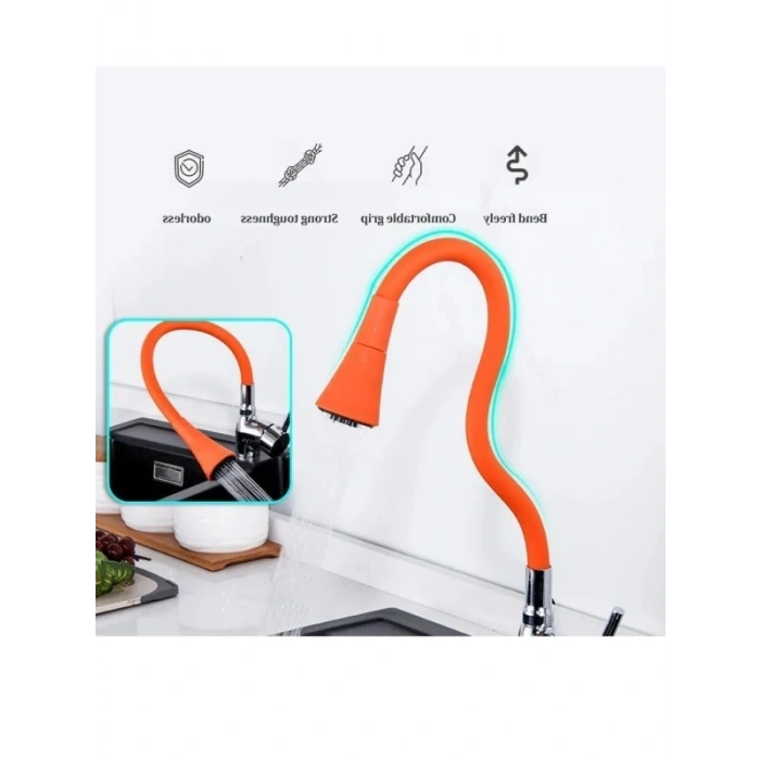 52 cm Esnek Silikon Musluk Başlığı - Oynar ve Kıvrılabilir Su Yönlendirici