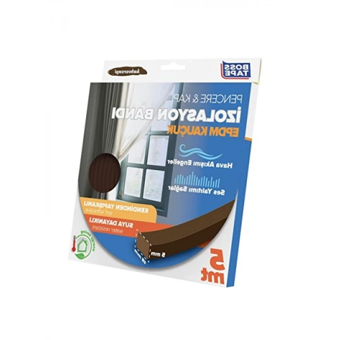 5mm x 15mm Kauçuk Pencere ve Kapı İzolasyon Bandı - Kahverengi