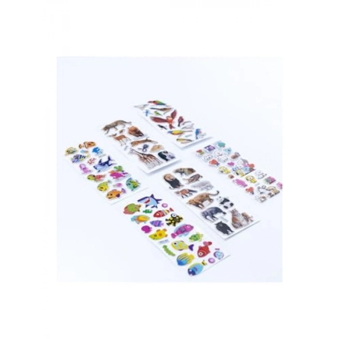 6 Adet Kabartmalı Yapışkan Sticker, Hayvanlar Temalı