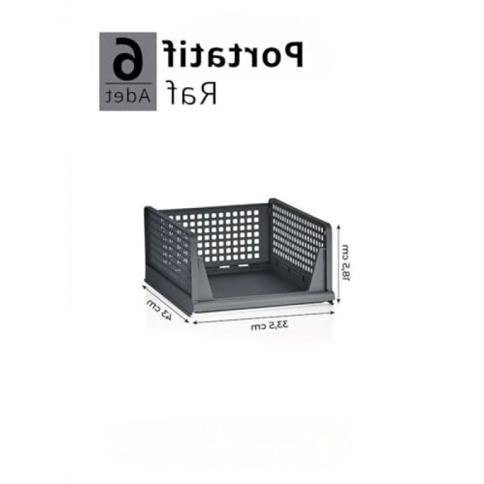 6 Katlı Kayar Raf Organizer, Gri, 45x35 cm