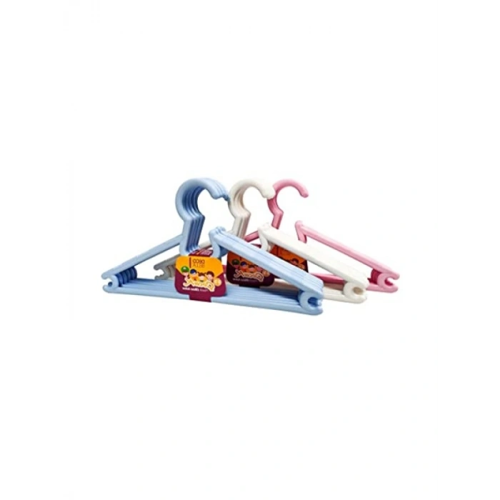 6lı Asorti Plastik Çocuk Elbise Askısı (0.6 x 27 x 14 cm)
