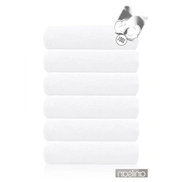 6lı Beyaz Banyo Havlusu - 70x140 cm, %100 Pamuk