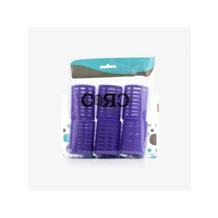 6lı Büyük Boy Cırtlı Bigudi Seti - Mor, 4.5 cm Çap