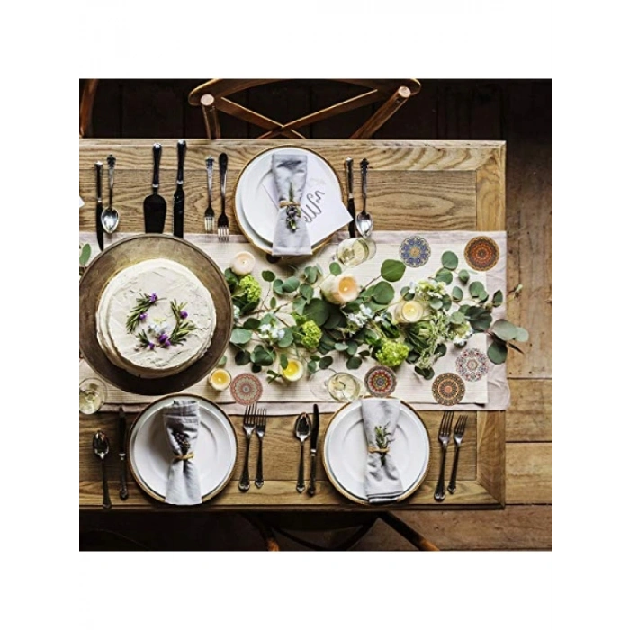 6lı Çini Desenli Metal Bardak Altlığı ve Standı