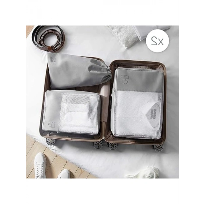 6lı Gri Renk Bavul İçi Düzenleyici Set