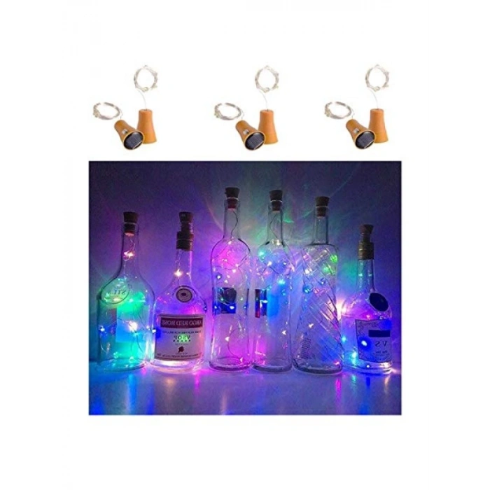 6lı Güneş Enerjili Şarap Şişesi Işıkları, 20 LED Su Geçirmez