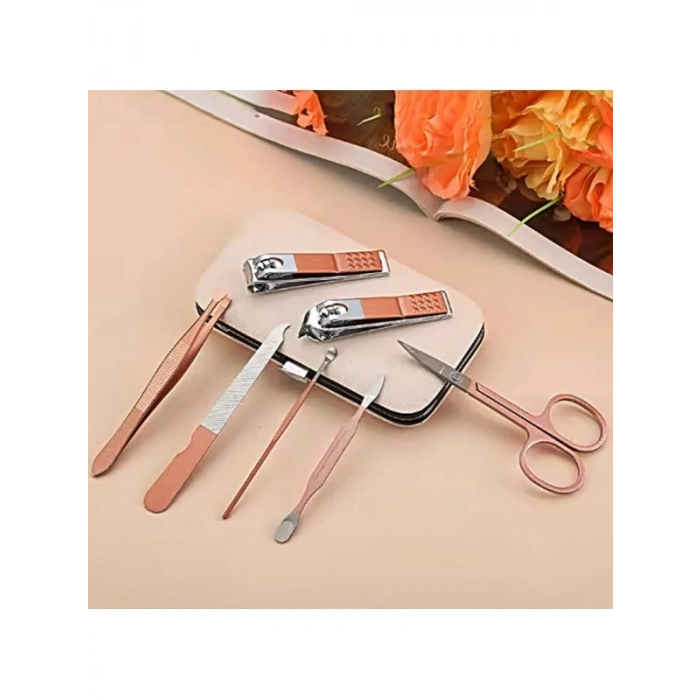 7 Parça Profesyonel Manikür Pedikür Seti - Rose Gold