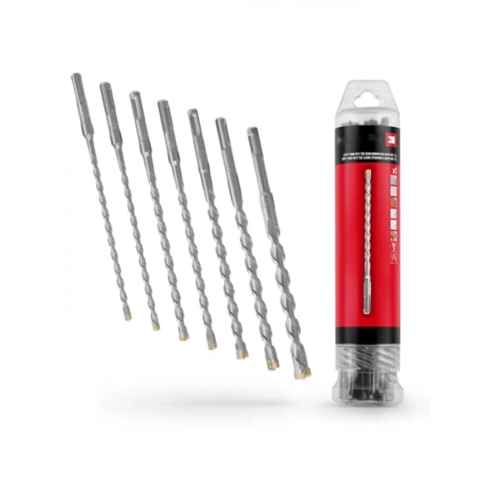 7 Parça SDS Plus Kırıcı Matkap Ucu Seti - 210 mm, Karbür Uçlu, Merkezleme Uçlu
